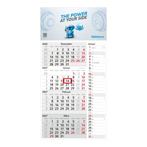 4-Monatskalender Einblatt Konzept 4 Post mit Streifenkalendarium