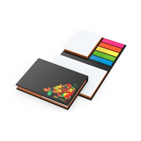 Werbeartikel Haftnotiz-Set London Innenteil schwarz 50/50 Haftzettel Farbschnitt – orange – 105 × 78 mm – mit Logo bedruckt