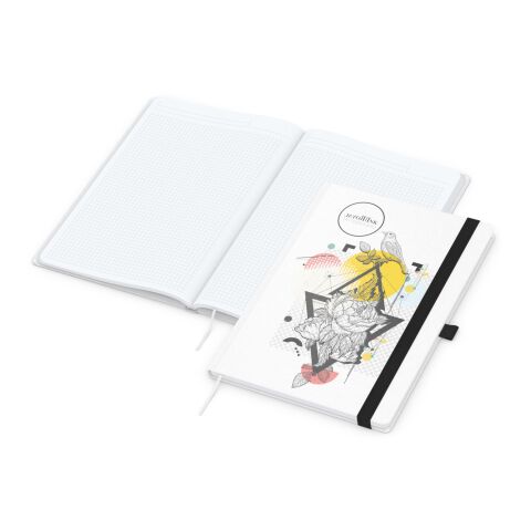 Werbeartikel Notizbuch Match-Book Naturpapier-Hardcover individuell bedruckt – schwarz – DIN A4 – mit Logo bedruckt