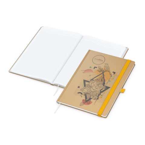 Werbemittel Notizbuch Match-Book – gelb – mit Logo bedruckt DIN A4 Hardcover 192 Seiten für die Büroausstattung