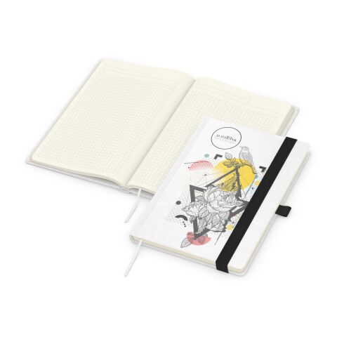 Werbeartikel Notizbuch Match-Book Naturpapier-Hardcover individuell bedruckt – Schwarz – DIN A5 – mit Logo bedruckt