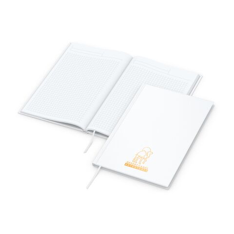 Firmengeschenk Notizbuch Memo-Book – weiß – mit Logo bedruckt DIN A5 für Meetings & Konferenzen