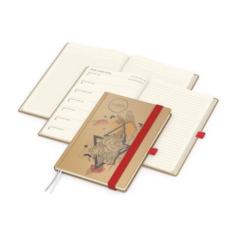 Werbeartikel Wochenkalender links + Notizen rechts Match-Hybrid Papier-Hardcover A5 – Rot – DIN A5 – mit Logo bedruckt