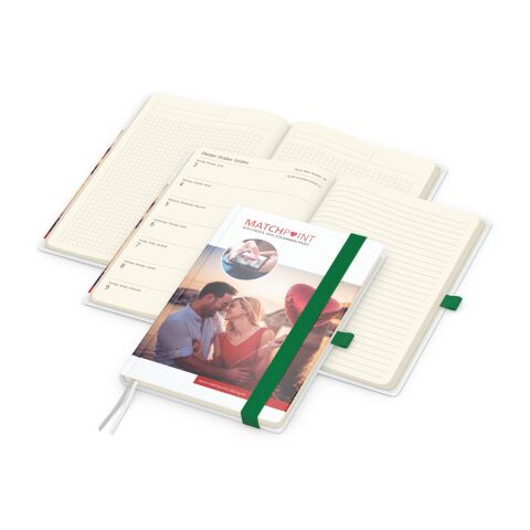 Mitarbeitergeschenk Terminplaner Match-Hybrid 2027 – grün – mit Logoprägung A5 Hardcover 192 Seiten für den Außendienst
