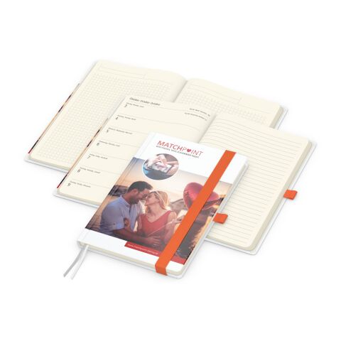Mitarbeitergeschenk Terminplaner Match-Hybrid 2027 – orange – mit Logoprägung A5 Hardcover 192 Seiten für die Büroplanung