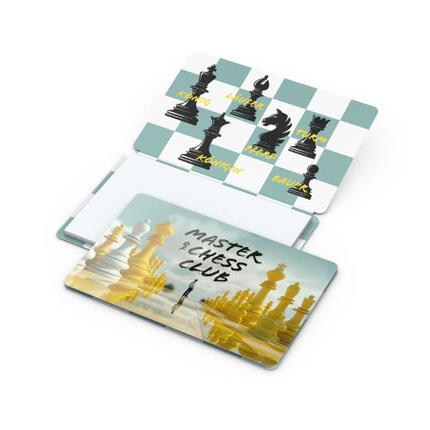 Werbeartikel Haftnotizblock Multi-Card – weiss – mit Logo bedruckt kompaktes Format 85x55 mm für Messen und Büroausstattung