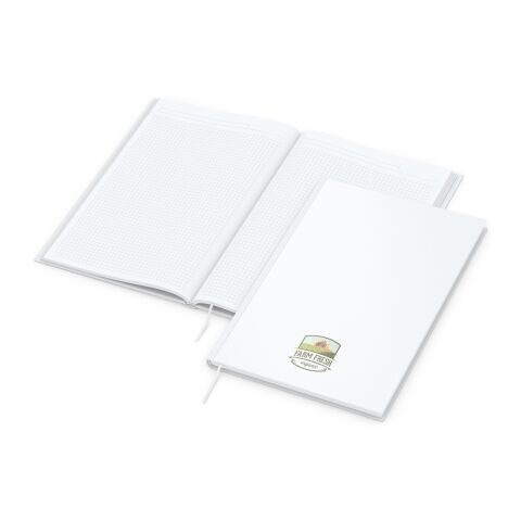 Mitarbeitergeschenk Notizbuch Note-Book – weiß – mit Logo bedruckt DIN A4 Hardcover 192 Seiten