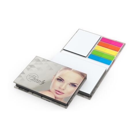 Werbeartikel Haftnotiz-Set Prag 100/25 Haftzettel weiß Farbschnitt – schwarz – 105 × 78 mm – mit Logo bedruckt