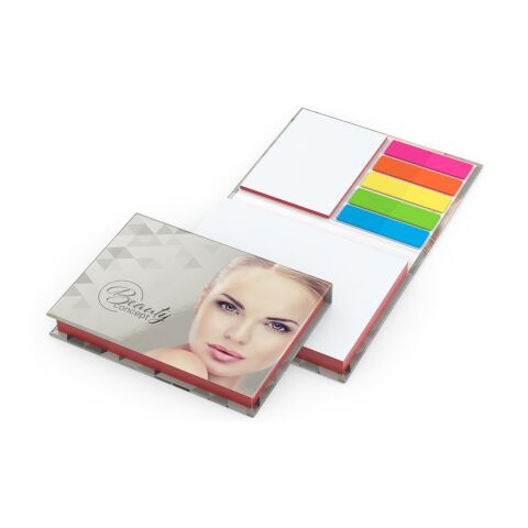 Werbeartikel Haftnotiz-Set Prag 100/25 Haftzettel weiß Farbschnitt – rot – 105 × 78 mm – mit Logo bedruckt