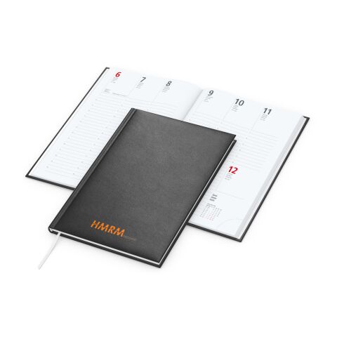 Wochenkalender Prestige A5 Kunstleder-Hardcover robust Schwarz | DIN A5 | ohne Werbeanbringung | Siebdruck-Digital inkl.