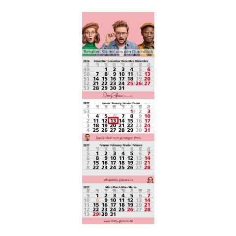 4-Monatskalender Mehrblock Quadro 4 Post Extra-Breite 335 mm