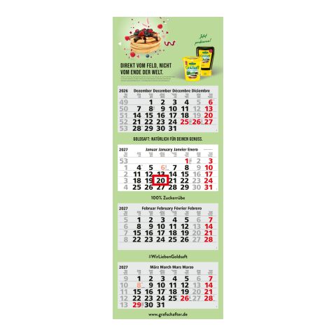 4-Monatskalender Mehrblock Quadro Light 4 mehrsprachig