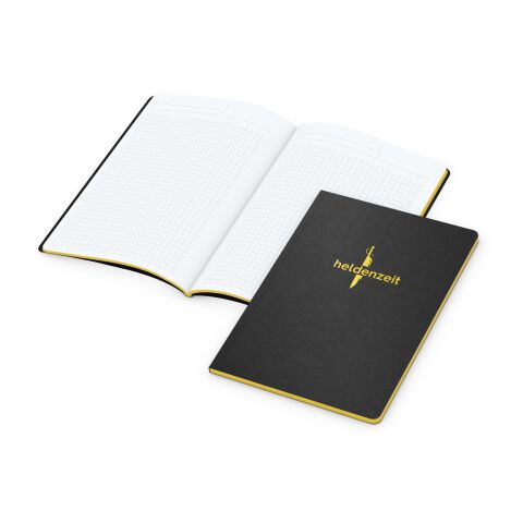 Mitarbeitergeschenk Notizbuch Tablet-Book – schwarz – mit Logo bedruckt DIN A5 Naturkarton Softcover für das Büro