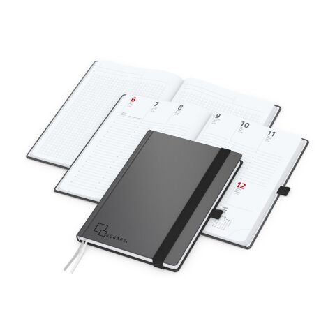Wochenkalender vorne + Notizen hinten Vision-Hybrid Kunstleder-Hardcover A5 Anthrazit | DIN A5 | Prägung schwarz-glänzend | Prägung schwarz-glänzend inkl.