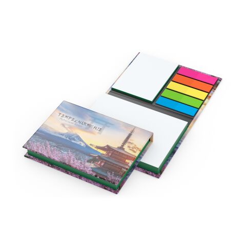 Werbeartikel Haftnotiz-Set Wien Innenteil schwarz 100/25 Haftzettel Farbschnitt – grün – 105 × 78 mm – mit Logo bedruckt