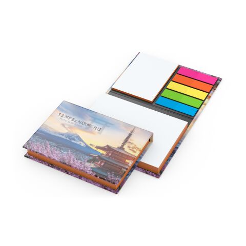 Werbeartikel Haftnotiz-Set Wien Innenteil schwarz 100/25 Haftzettel Farbschnitt – orange – 105 × 78 mm – mit Logo bedruckt