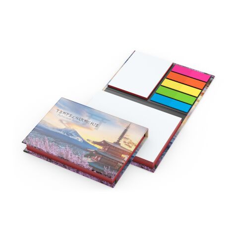 Werbeartikel Haftnotiz-Set Wien Innenteil schwarz 100/25 Haftzettel Farbschnitt – rot – 105 × 78 mm – mit Logo bedruckt