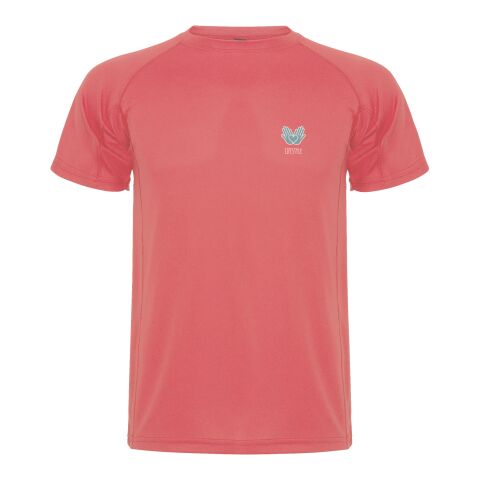 48h Express-Druck Werbeartikel Montecarlo Sport T-Shirt für Kinder – fluor coral – 16 – mit Logo bedruckt