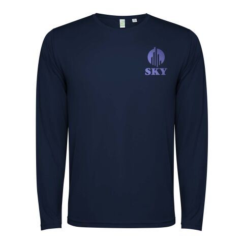 48h Express-Druck Werbeartikel Estoril Langarm-Shirt für Kinder – navy blue – 12 – mit Logo bedruckt