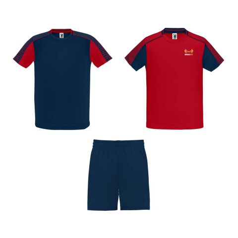 Trikotsatz Juve – rot-navy blue – mit Logo bedruckt 48h Express-Druck 3-teilig mit 2 T-Shirts & 1 Shorts Gr. 4