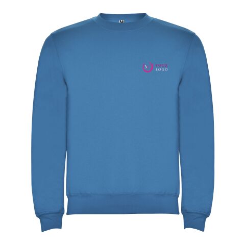 Werbeartikel Clasica Sweatshirt mit Rundhalsausschnitt für Kinder – ozeanblau – 7/8 – mit Logo bedruckt