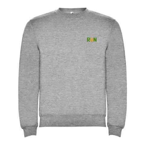 48h Express-Druck Werbeartikel Clasica Sweatshirt mit Rundhalsausschnitt für Kinder – marl grey – 5/6 – mit Logo bedruckt