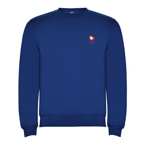 Werbeartikel Clasica Sweatshirt mit Rundhalsausschnitt für Kinder – royalblau – 7/8 – mit Logo bedruckt