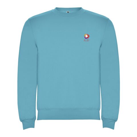 Werbeartikel Clasica Sweatshirt mit Rundhalsausschnitt für Kinder – türkis – 7/8 – mit Logo bedruckt