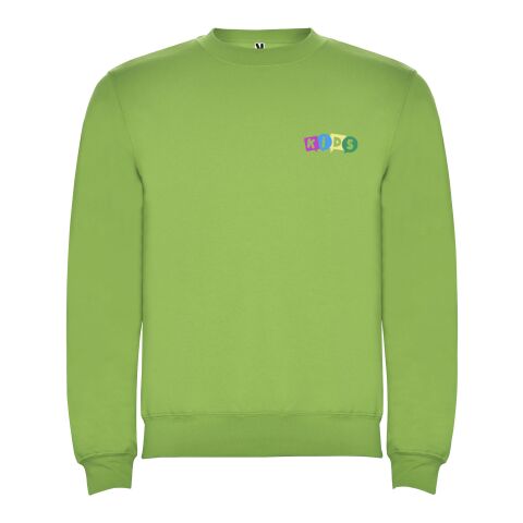 Werbeartikel Clasica Sweatshirt mit Rundhalsausschnitt für Kinder – oasis green – 7/8 – mit Logo bedruckt