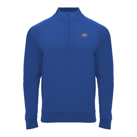 Werbeartikel Epiro 200 g/m² Half-Zip Sweatshirt für Kinder – royalblau – 10 – mit Logo bedruckt