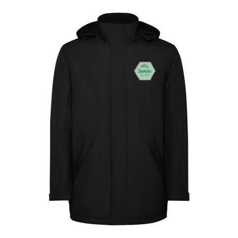 Werbeartikel America wattierter Parka für Kinder | schwarz | mit Logo bedrucken