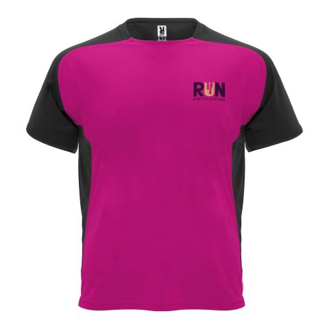 Werbeartikel Bugatti Sport T-Shirt für Kinder – fuchsie-schwarz – 12 – mit Logo bedruckt