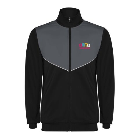 Werbeartikel Evans Trainingsanzug für Kinder – schwarz-ebony – 10 – mit Logo bedruckt