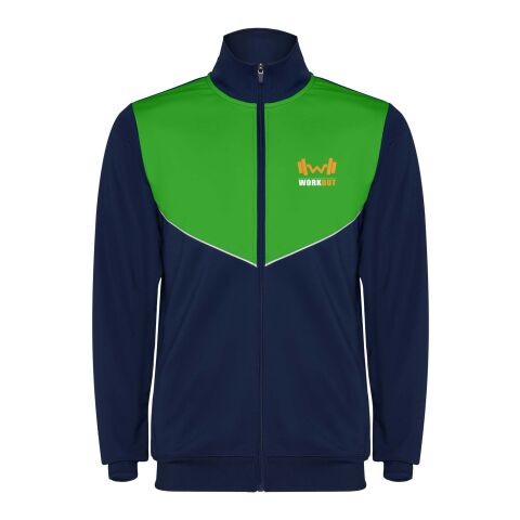 Werbeartikel Evans Trainingsanzug für Kinder – navy blue-farngrün – 10 – mit Logo bedruckt