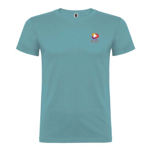 Werbeartikel Beagle T-Shirt für Kinder – dusty blue – 5/6 – mit Logo bedruckt