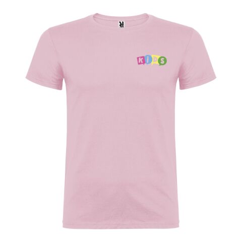 Werbeartikel T-Shirt Beagle – hellrosa – mit Logo bedruckt 48h Express-Druck Gr. 3/4