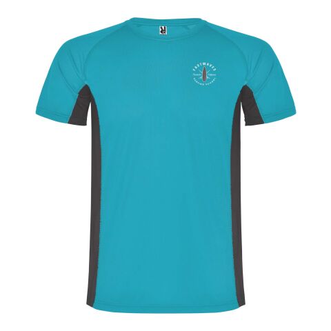 Werbeartikel Shanghai Sport T-Shirt für Kinder | türkis-Dark Lead | mit Logo bedrucken