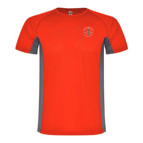 Werbeartikel Shanghai Sport T-Shirt für Kinder | rot-Dark Lead | mit Logo bedrucken