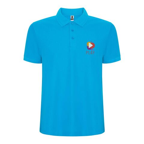 Werbeartikel Pegaso Premium Poloshirt für Kinder | türkis | mit Logo bedrucken