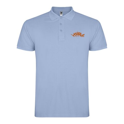 Werbeartikel Star Poloshirt für Kinder – himmelblau – 3/4 – mit Logo bedruckt