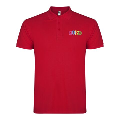 Werbeartikel Star Poloshirt für Kinder – rot – 9/10 – mit Logo bedruckt