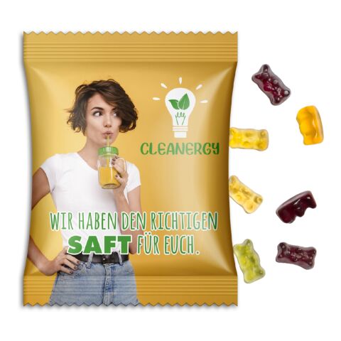 Werbeartikel Fruchtsaftbärchen im Werbetütchen – transparent – 10 g – mit Logo bedruckt