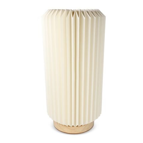 Coollux faltbare Papier-LED-Lampe Aurora Tall auf Holzsockel, 32cm
