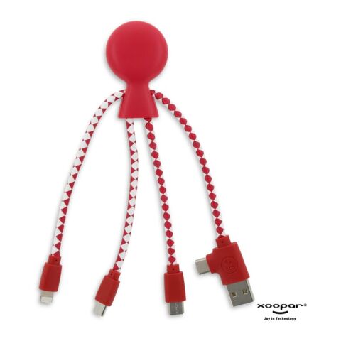 Werbeartikel 2081 | Xoopar Mr. Bio Charging cable – rot weiß – mit Logo bedruckt
