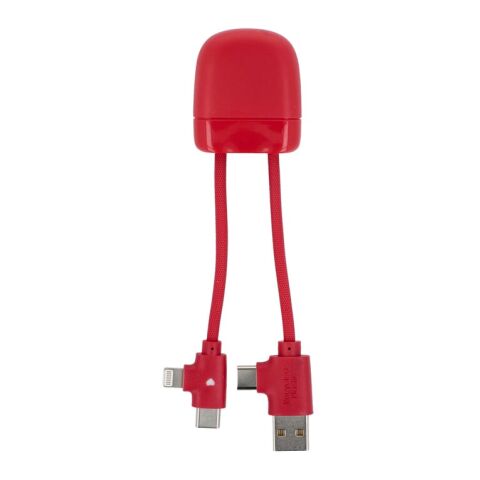 Werbeartikel Xoopar ICE-B Multi-Ladekabel – rot weiß – mit Logo bedruckt