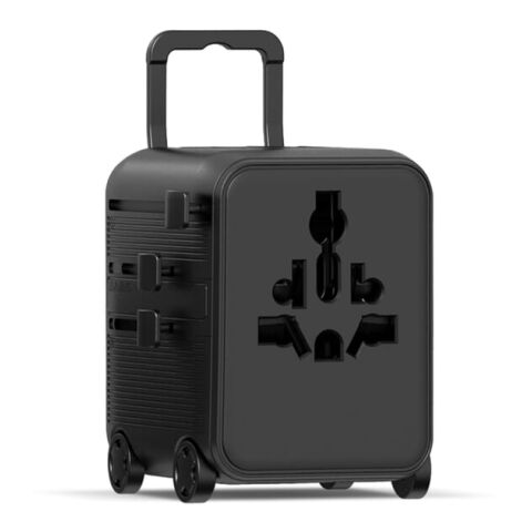 Werbeartikel Xoopar Luggie GaN Weltreise-Adapter-Trolley – schwarz – mit Logo bedruckt