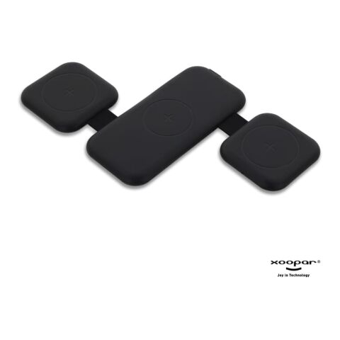 Werbeartikel 3188 | Xoopar Trafold 3 Wireless charger 15W – schwarz – mit Logo bedruckt