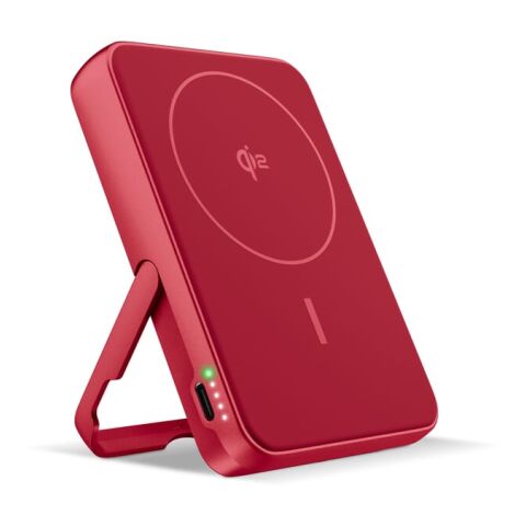 Werbeartikel Fresh 'n Rebel Kabellose Powerbank 10000 mAh kompatibel mit MagSafe – Rot Weiß – mit Logo bedruckt
