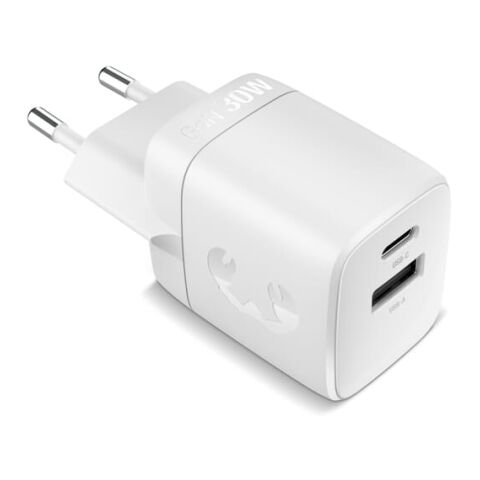 Fresh 'n Rebel 30W Schnellladegerät GaN USB-C &amp; USB-A Hellgrau | ohne Werbeanbringung