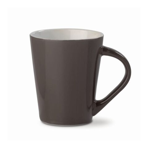 Werbeartikel Kaffeetasse Nice 270 ml aus weißem Porzellan im konischen Design als Topseller für Messen & Events – Grau – mit Logo bedruckt